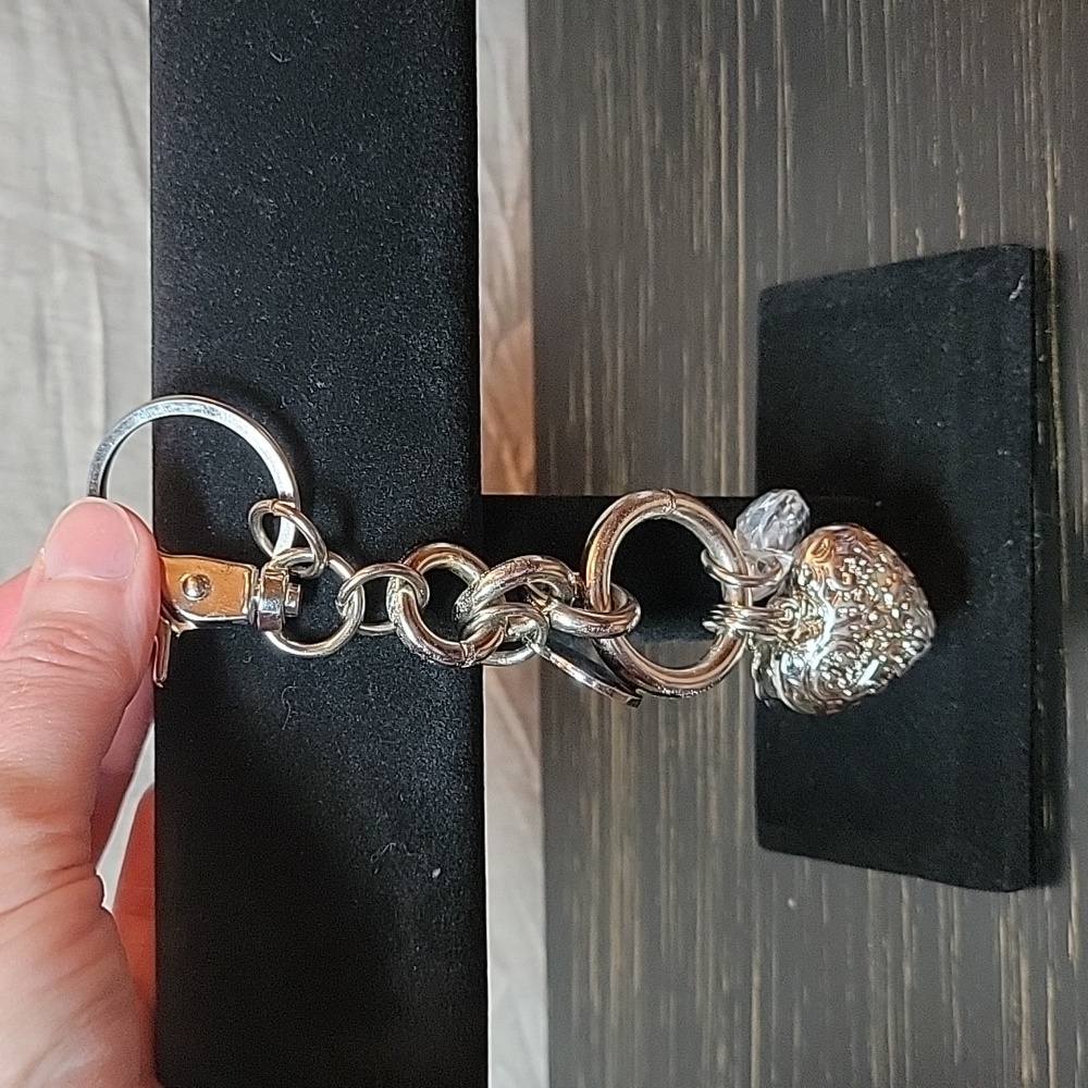 Key Chain Crystal & Silver Hearts Design Kathy Van Zeeland